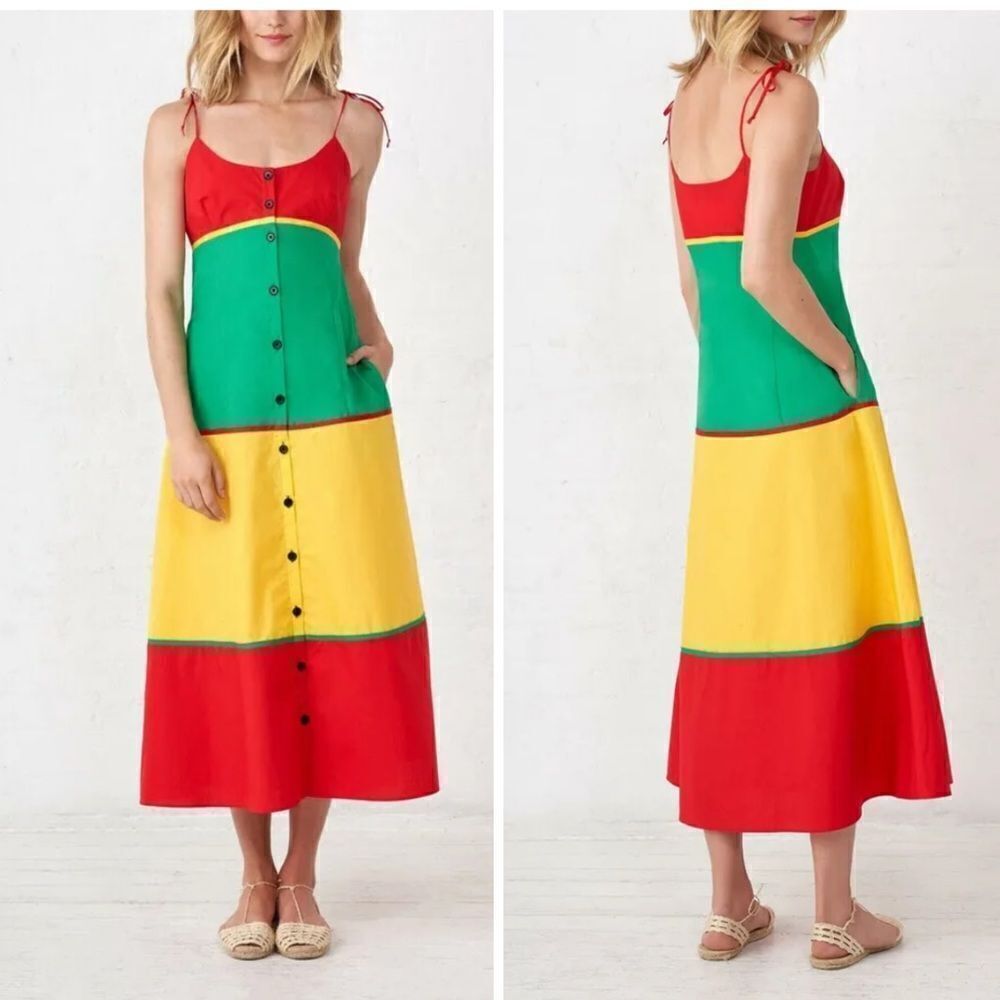NWT La Ligne Color-block Spaghetti Strap MIDI Dre… - image 14